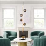 Modern Deco Gold Ceiling Lamp with Smoked Glass Shades 12 Modern Deco Gold Ceiling Lamp with Smoked Glass Shades