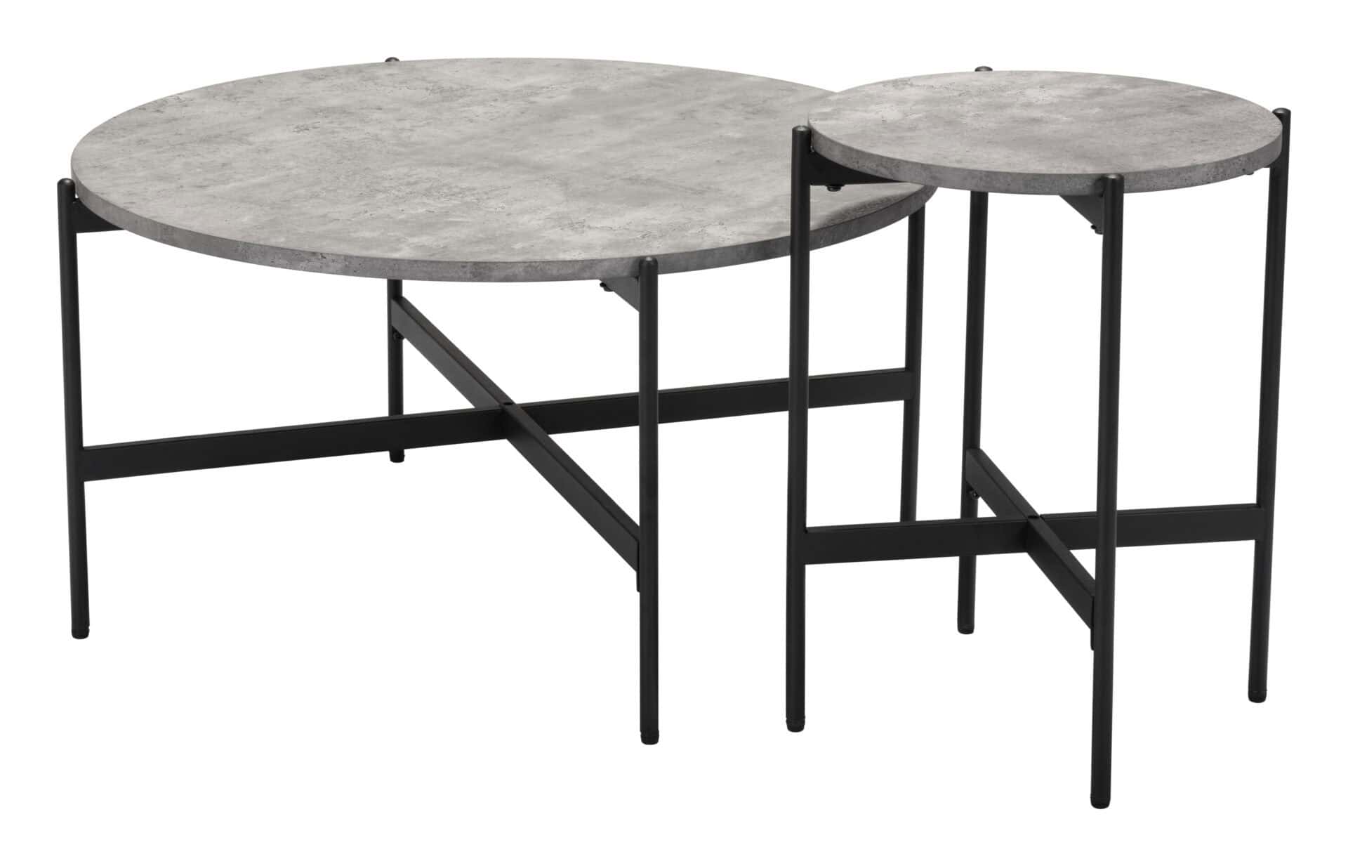 Modern Gray and Black Round Coffee Table Set (2-Piece) 4 Modern Gray and Black Round Coffee Table Set (2-Piece) - Image 4