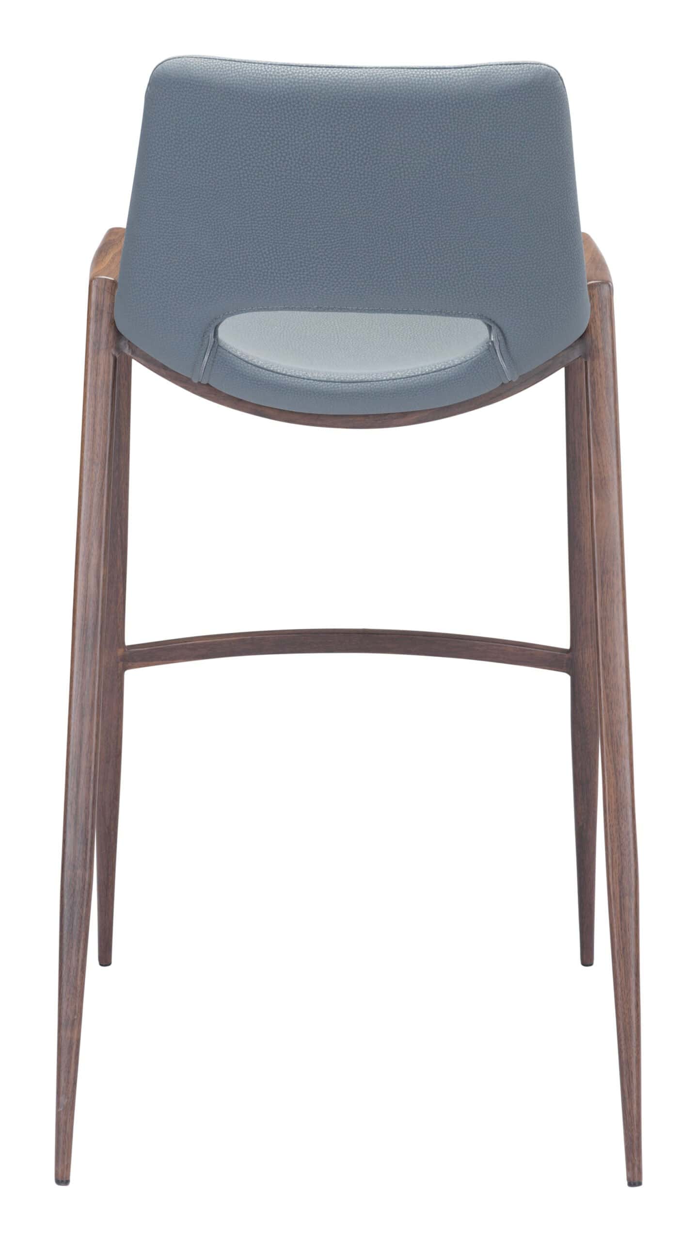 Mid-Century Modern Barstool with Faux Leather and Walnut Finish (Set of 2)