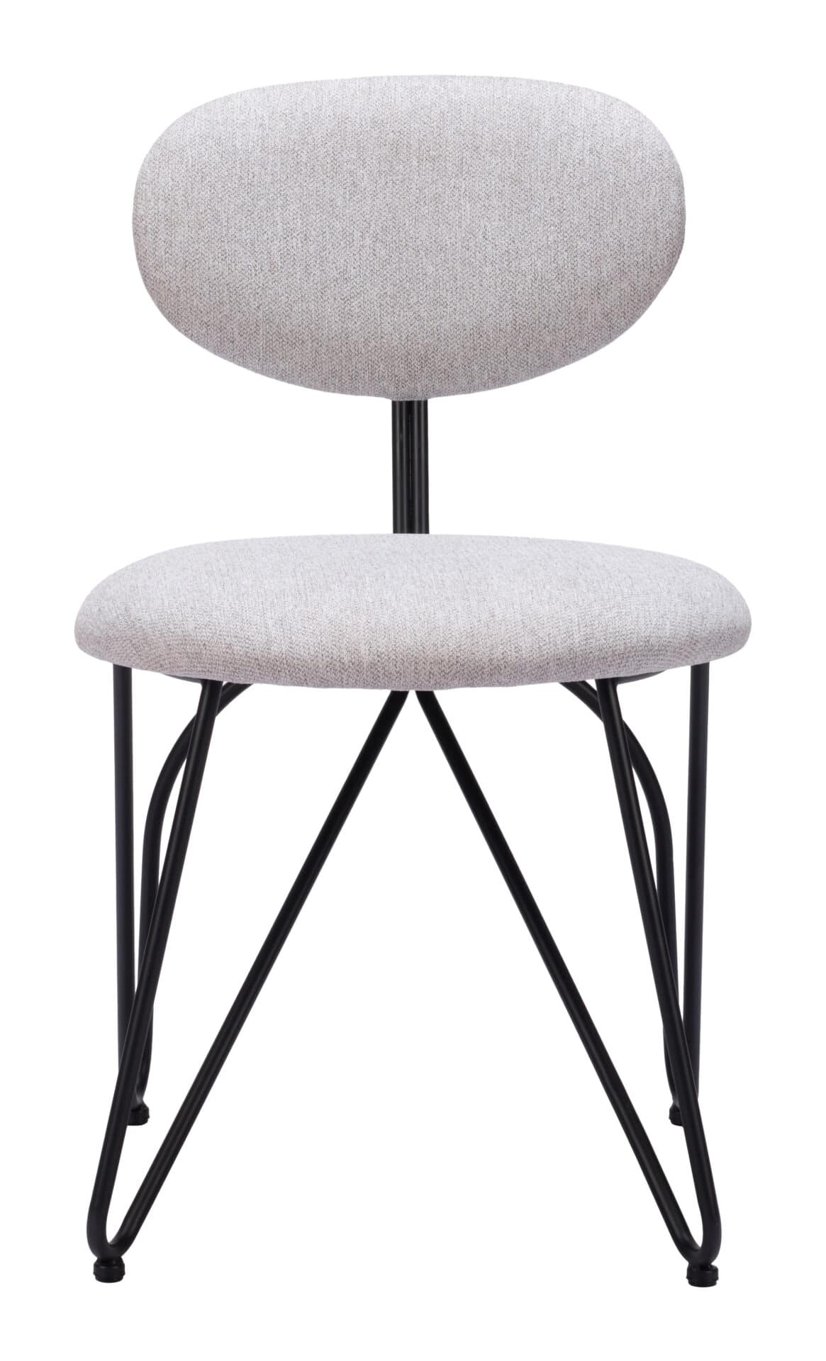 Modern Gray Dining Chair with Steel Frame and Teddy Fabric (Set of 2) 3 Modern Gray Dining Chair with Steel Frame and Teddy Fabric (Set of 2) - Image 3