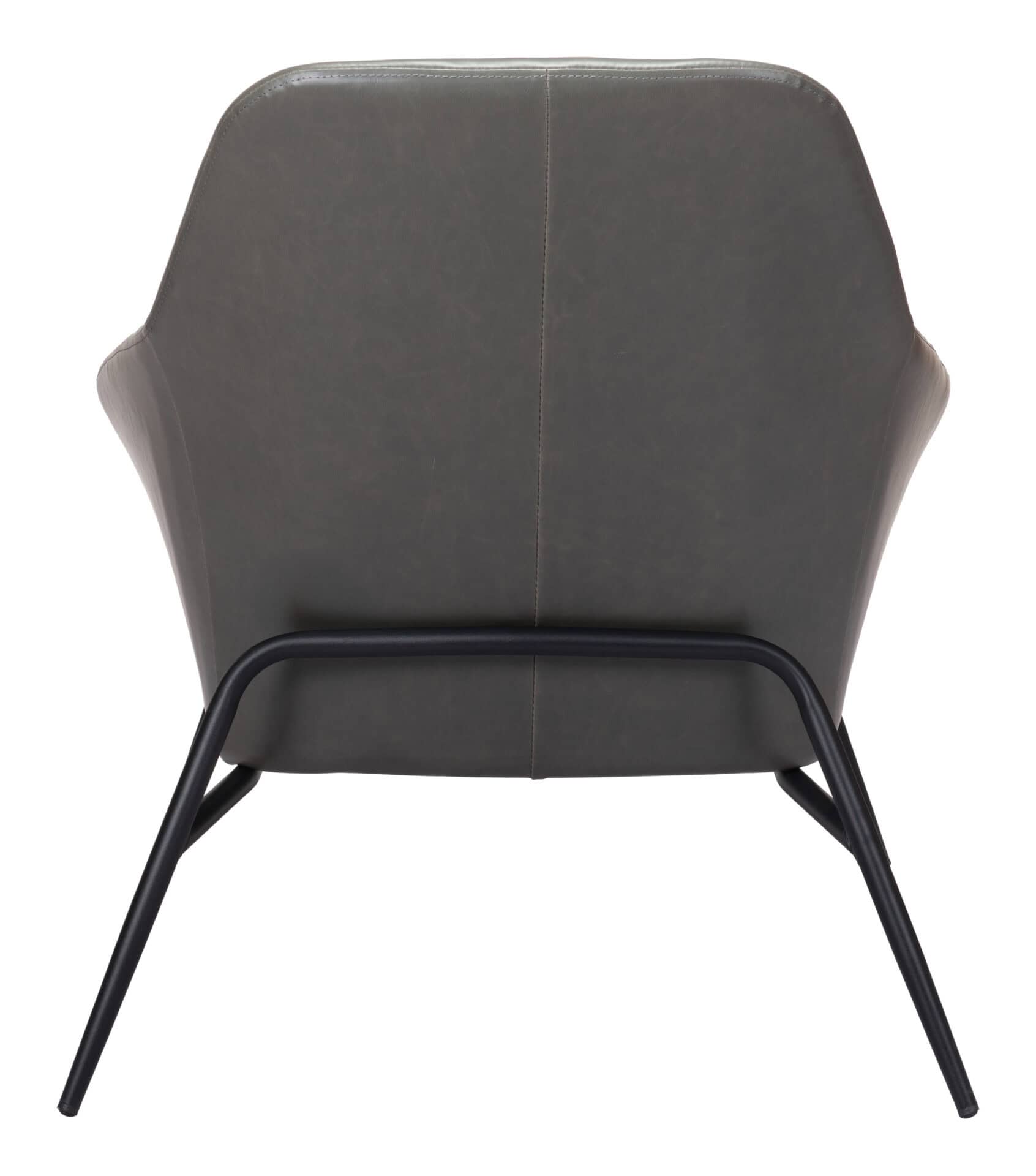 Modern Gray Accent Chair with Faux Leather and Steel Base 5 Modern Gray Accent Chair with Faux Leather and Steel Base - Image 5