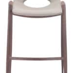 Mid-Century Modern Barstool with Faux Leather and Walnut Legs (Set of 2)