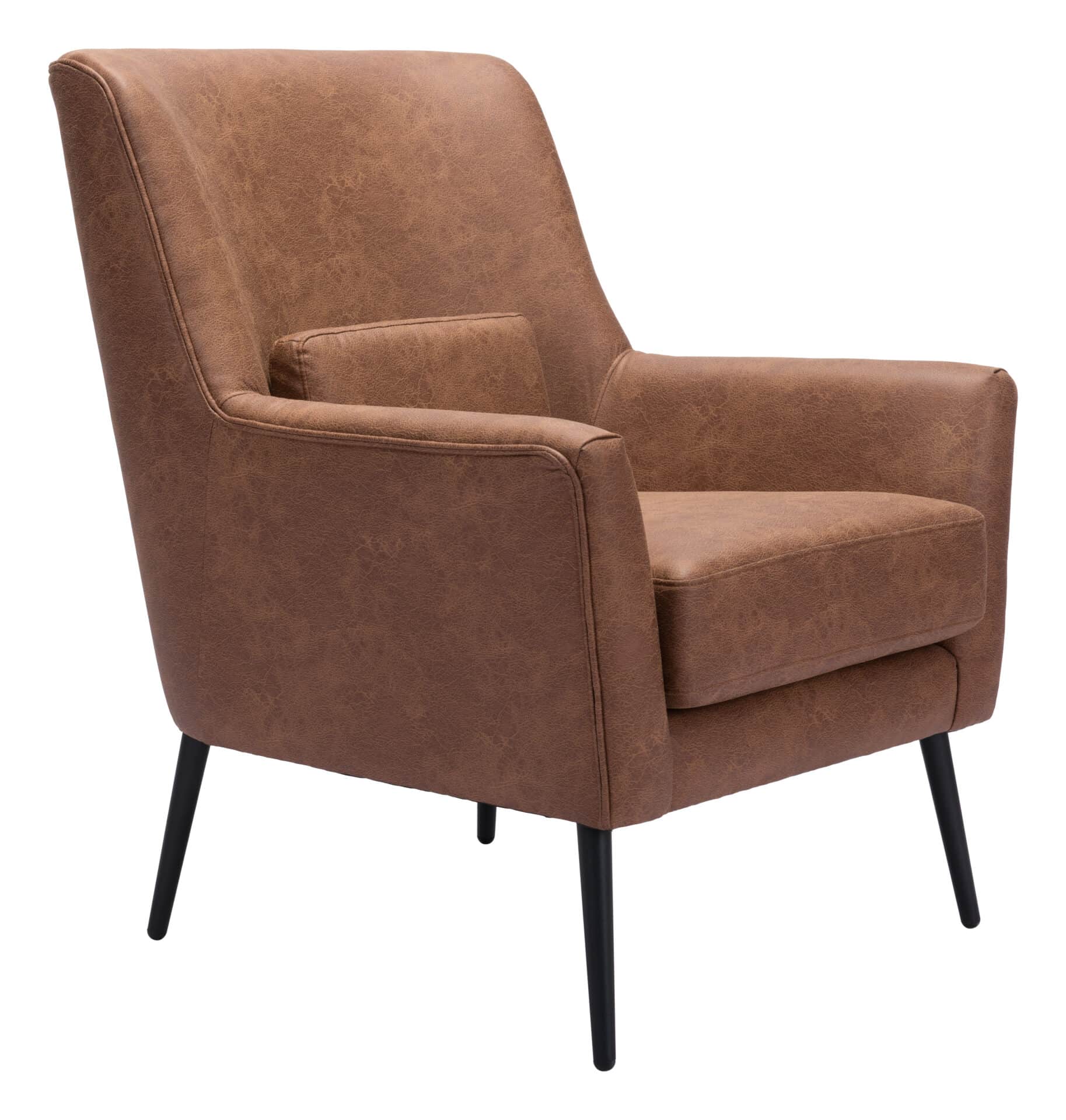 Vintage Brown Faux Leather Accent Chair with Steel Legs 7 Vintage Brown Faux Leather Accent Chair with Steel Legs - Image 7
