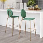 Green Velvet Bar Stools with Gold Frame (Set of 2) 10 Green Velvet Bar Stools with Gold Frame (Set of 2)