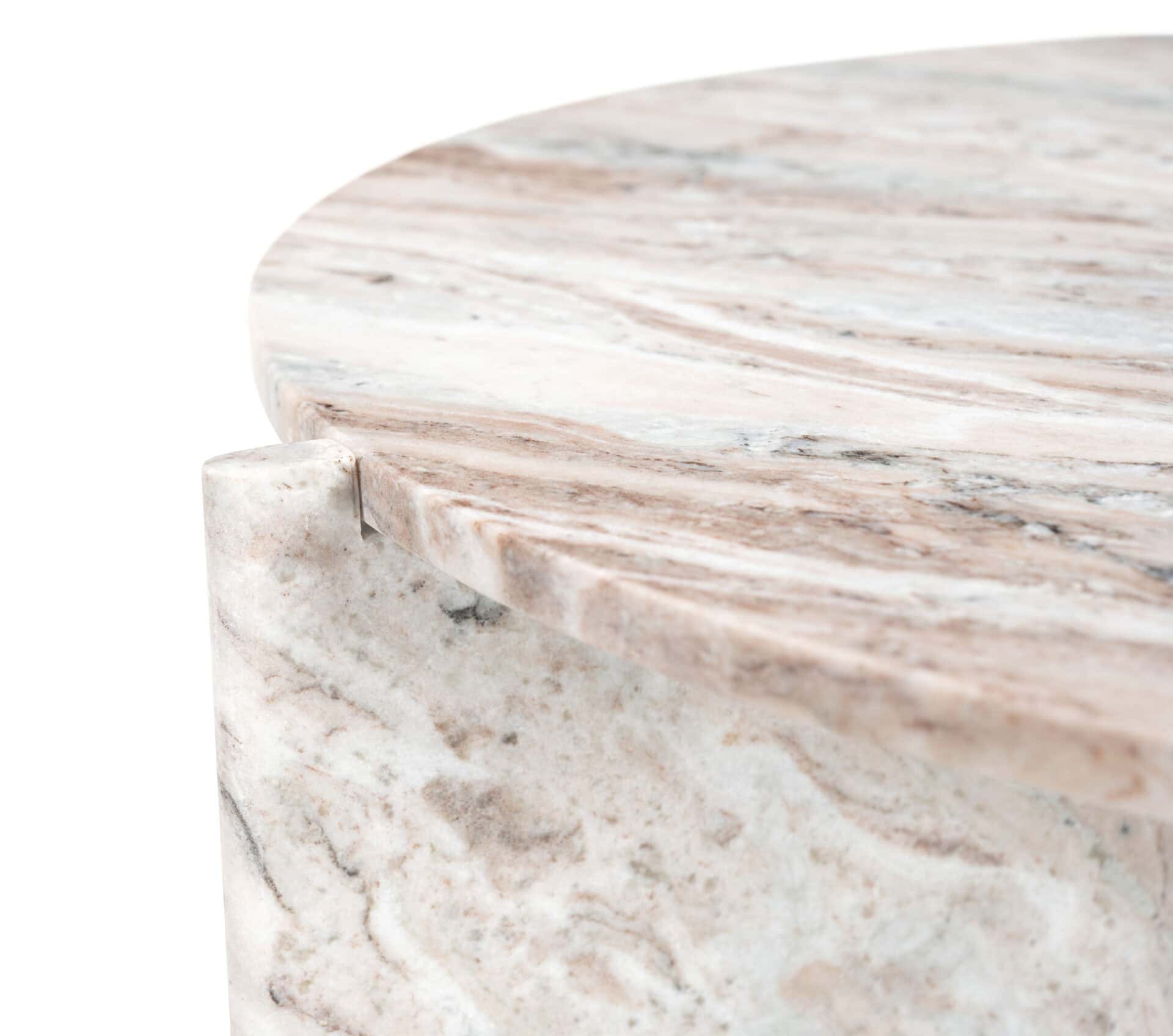 Round Coffee Table with Travertine-Style Marble Top and Steel Frame 7 Round Coffee Table with Travertine-Style Marble Top and Steel Frame - Image 7