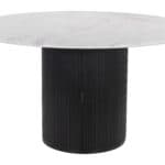 Round Mango Wood Dining Table with Hidden Storage Compartment