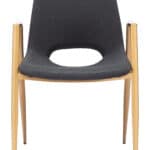 Black and Gold Mid-Century Modern Dining Chair with Faux Leather (Set of 2)