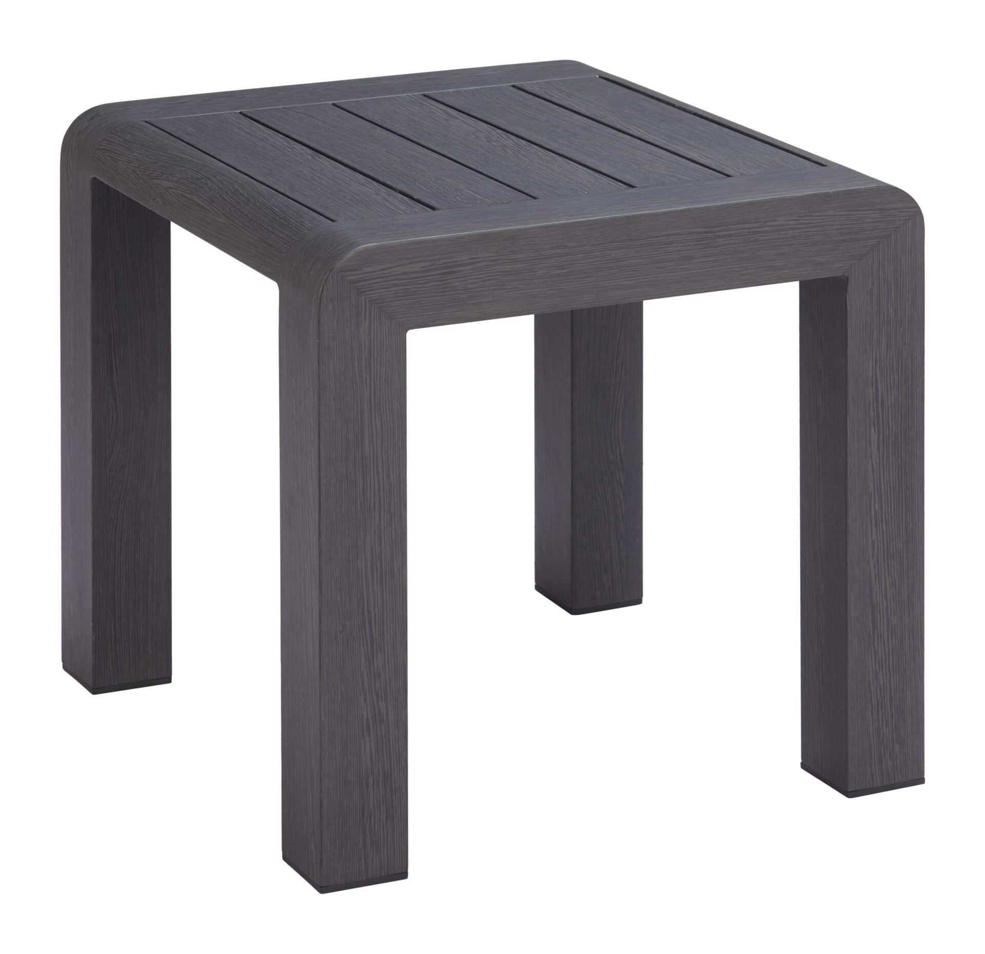 Modern Black Aluminum Side Table with Faux Wood Frame 1 Modern Black Aluminum Side Table with Faux Wood Frame