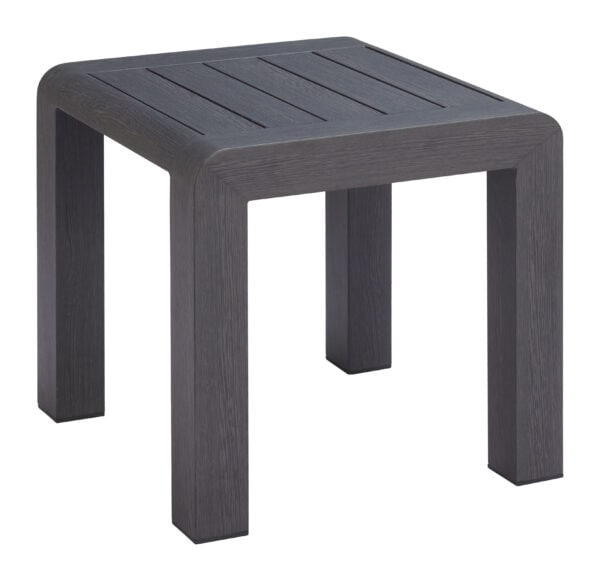Modern Black Aluminum Side Table with Faux Wood Frame