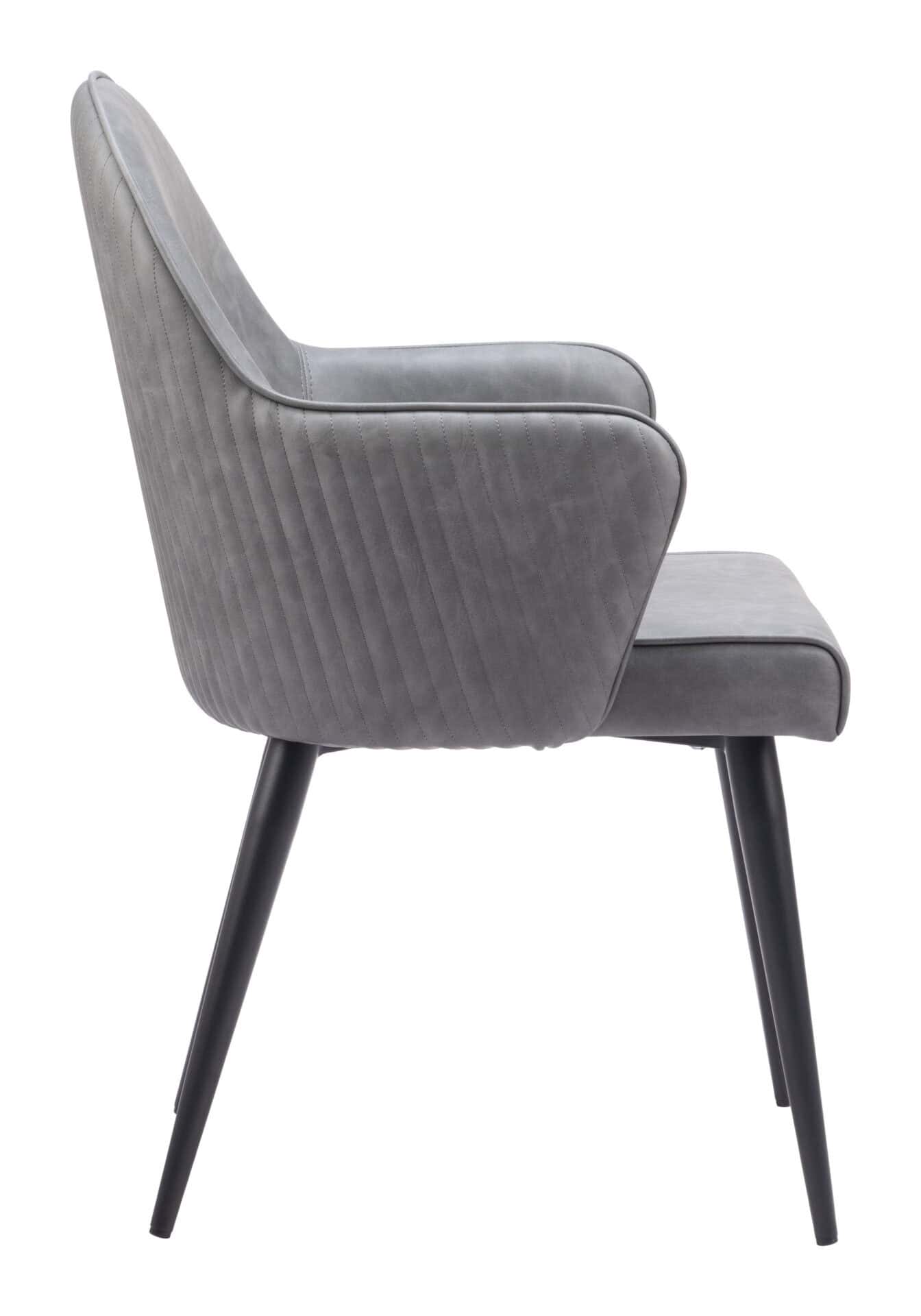 Gray Modern Dining Chair with Faux Leather and Steel Frame 2 Gray Modern Dining Chair with Faux Leather and Steel Frame - Image 2
