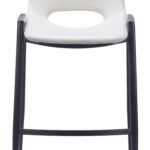 White Faux Leather Counter Stool with Black Steel Frame (Set of 2)