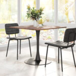 Square Modern Industrial Dining Table with Brown Finish, Seats 4
