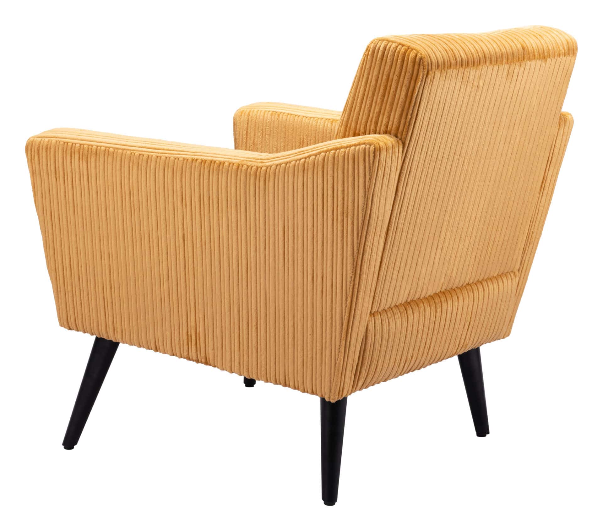 Boho Chic Yellow Accent Chair with Wood Legs and Tufted Seat 8 Boho Chic Yellow Accent Chair with Wood Legs and Tufted Seat - Image 8