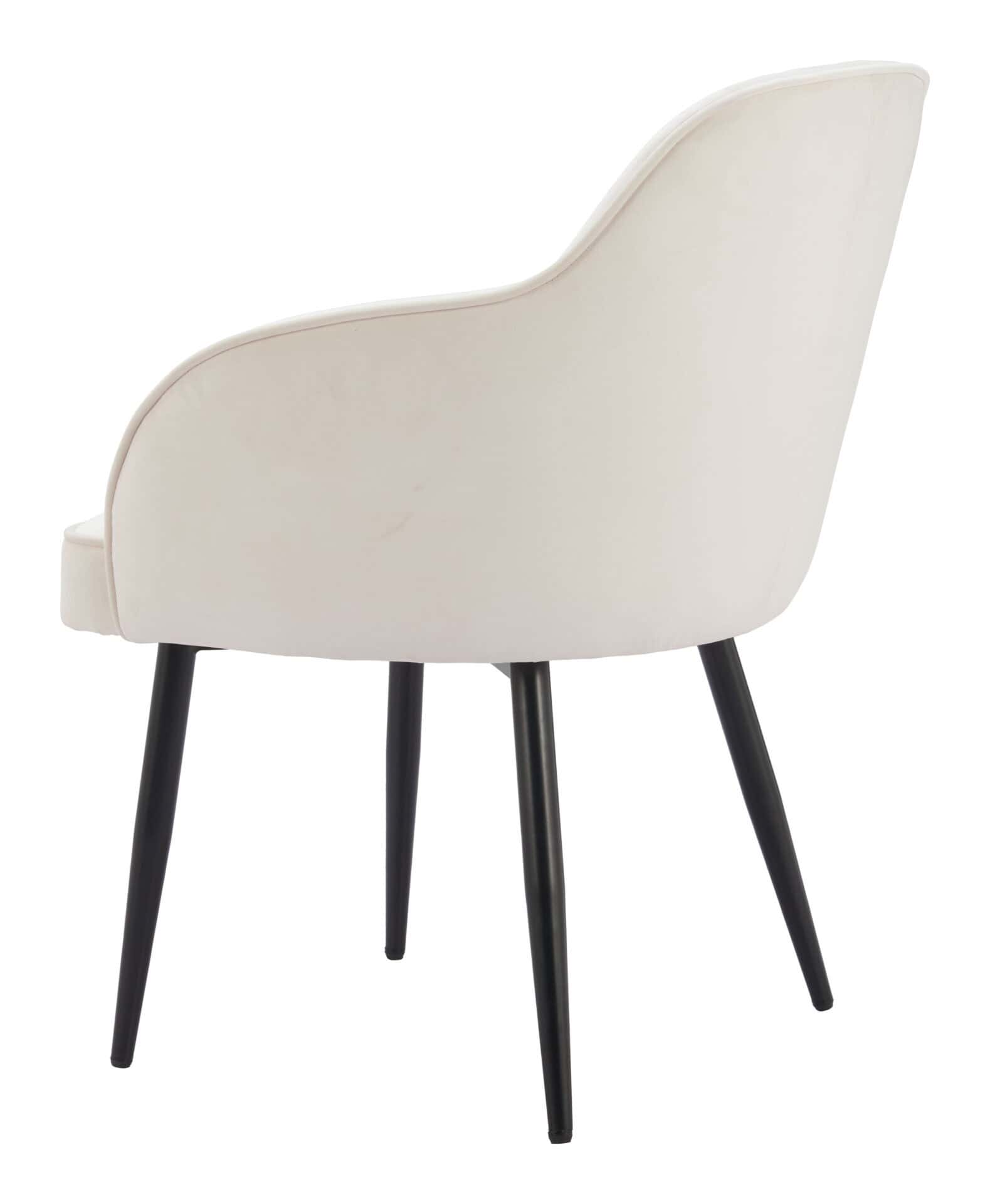 Ivory Velvet Dining Chair with Steel Frame and Armrests (Set of 2) 5 Ivory Velvet Dining Chair with Steel Frame and Armrests (Set of 2) - Image 5