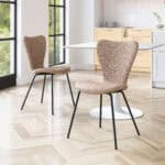 Mid-Century Modern Stackable Dining Chair with Steel Frame (Set of 2)