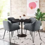 Vintage Gray Faux Leather Dining Chair with Armrest Support (Set of 2) 12 Vintage Gray Faux Leather Dining Chair with Armrest Support (Set of 2)