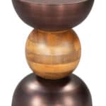 Bronze Steel Frame Round Side Table with Painted Wood Top