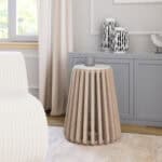 Modern White Marble Top Side Table with Natural Frame 7 Modern White Marble Top Side Table with Natural Frame