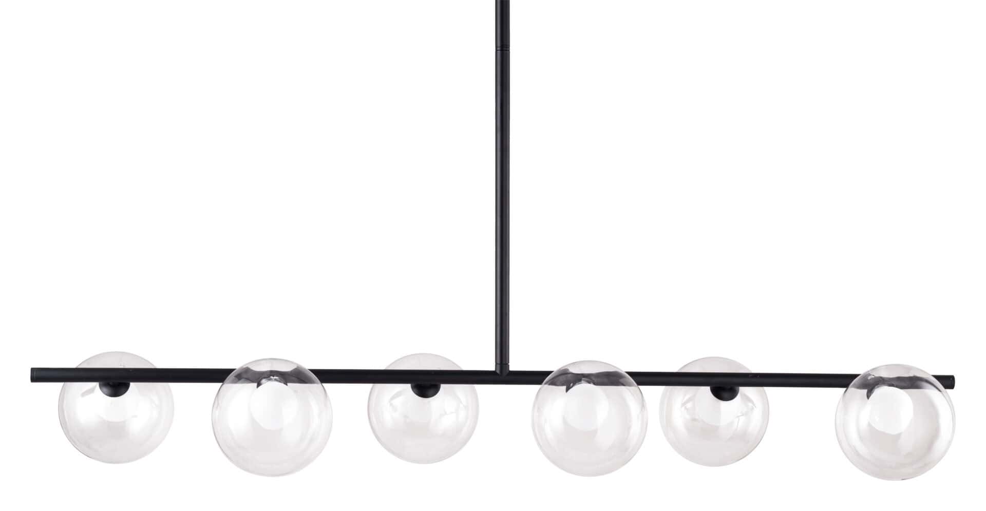 Matte Black Steel Ceiling Lamp with Clear Glass Shades (6 Bulbs) 9 Matte Black Steel Ceiling Lamp with Clear Glass Shades (6 Bulbs) - Image 9