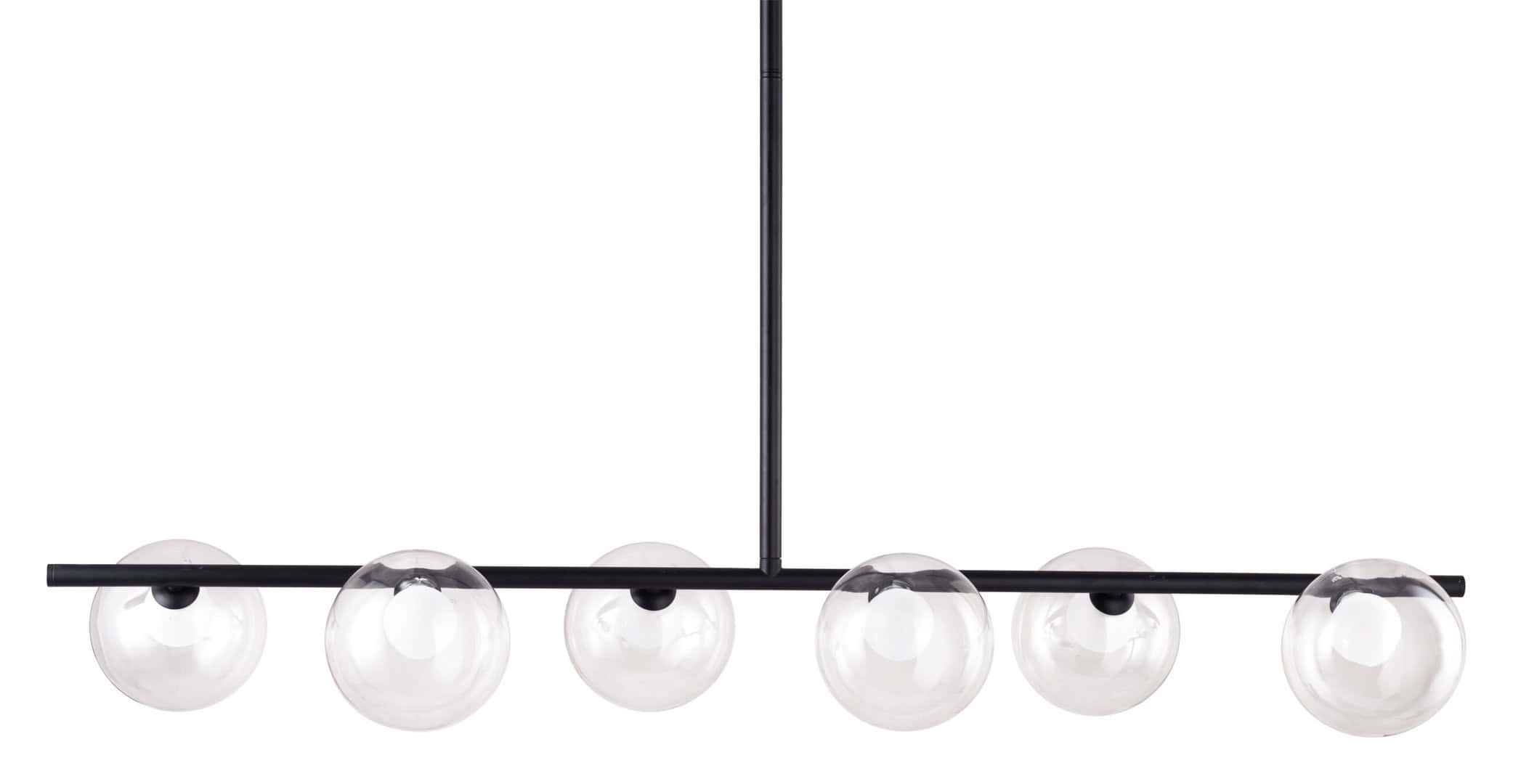 Matte Black Steel Ceiling Lamp with Clear Glass Shades (6 Bulbs) 19 Matte Black Steel Ceiling Lamp with Clear Glass Shades (6 Bulbs)