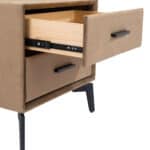 Modern Brown Side Table with Two Drawers and Steel Frame 19 Modern Brown Side Table with Two Drawers and Steel Frame