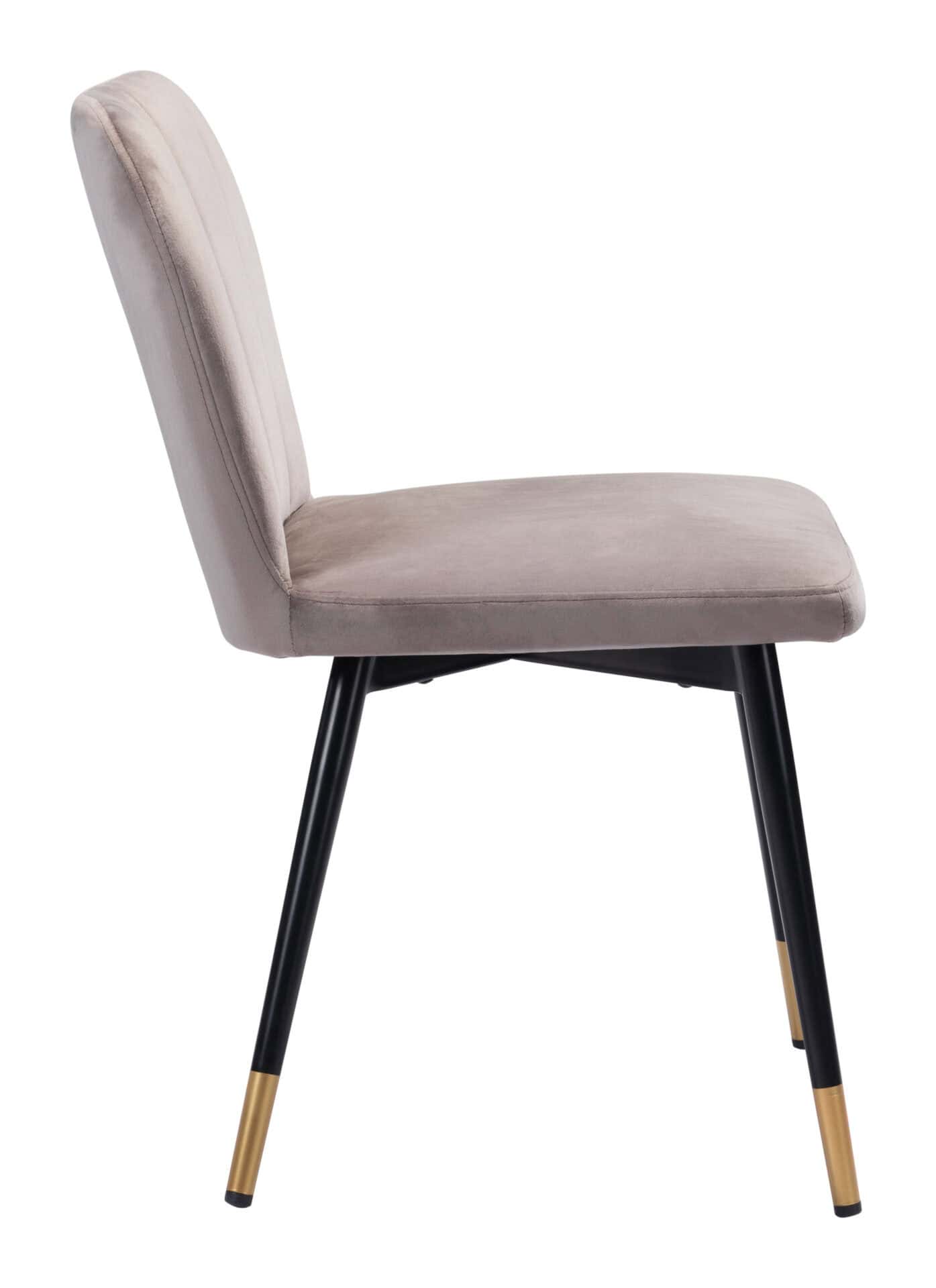 Gray Velvet Mid-Century Dining Chair with Tufted Seat (Set of 2) 3 Gray Velvet Mid-Century Dining Chair with Tufted Seat (Set of 2) - Image 3