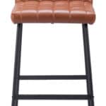 Brown Tufted Bar Stool with Steel Frame and Footrest (Set of 2)