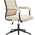 Beige Adjustable Office Chair with Swivel and Recline Function