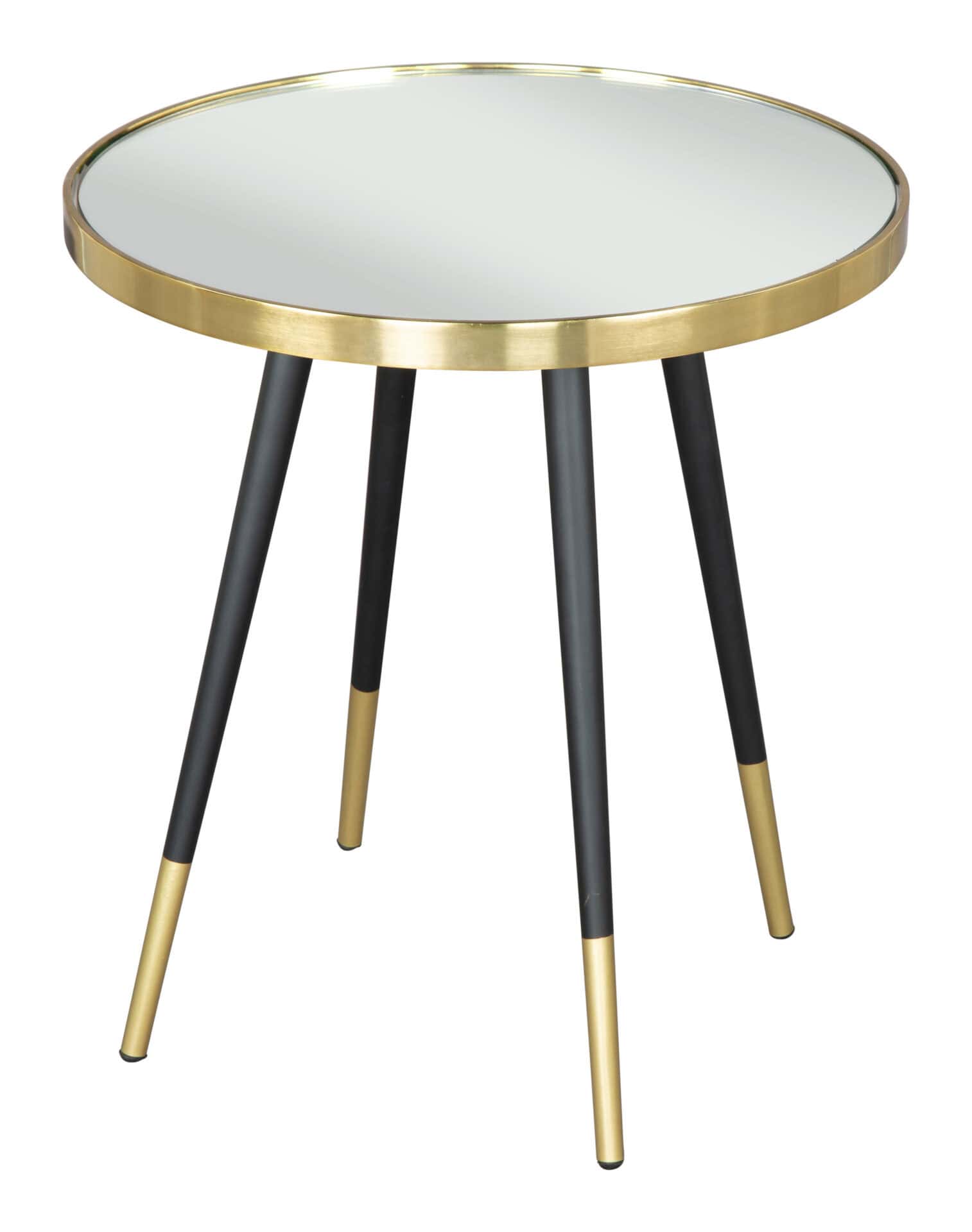 Gold & Black Round Side Table with Mirror Top 5 Gold & Black Round Side Table with Mirror Top - Image 5