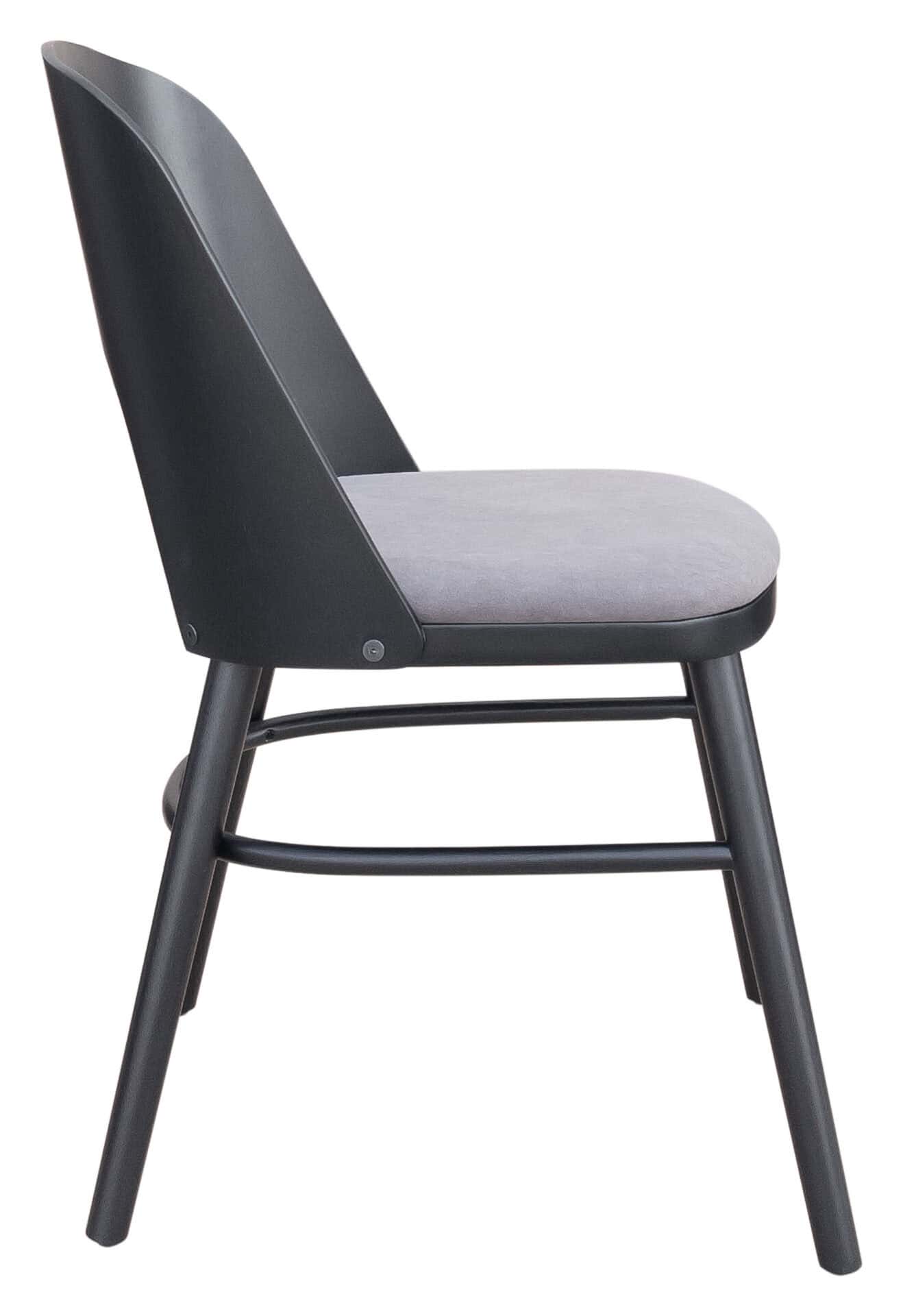 Gray & Black Mid-Century Modern Dining Chairs with Rubberwood Frame (Set of 2) 4 Gray & Black Mid-Century Modern Dining Chairs with Rubberwood Frame (Set of 2) - Image 4