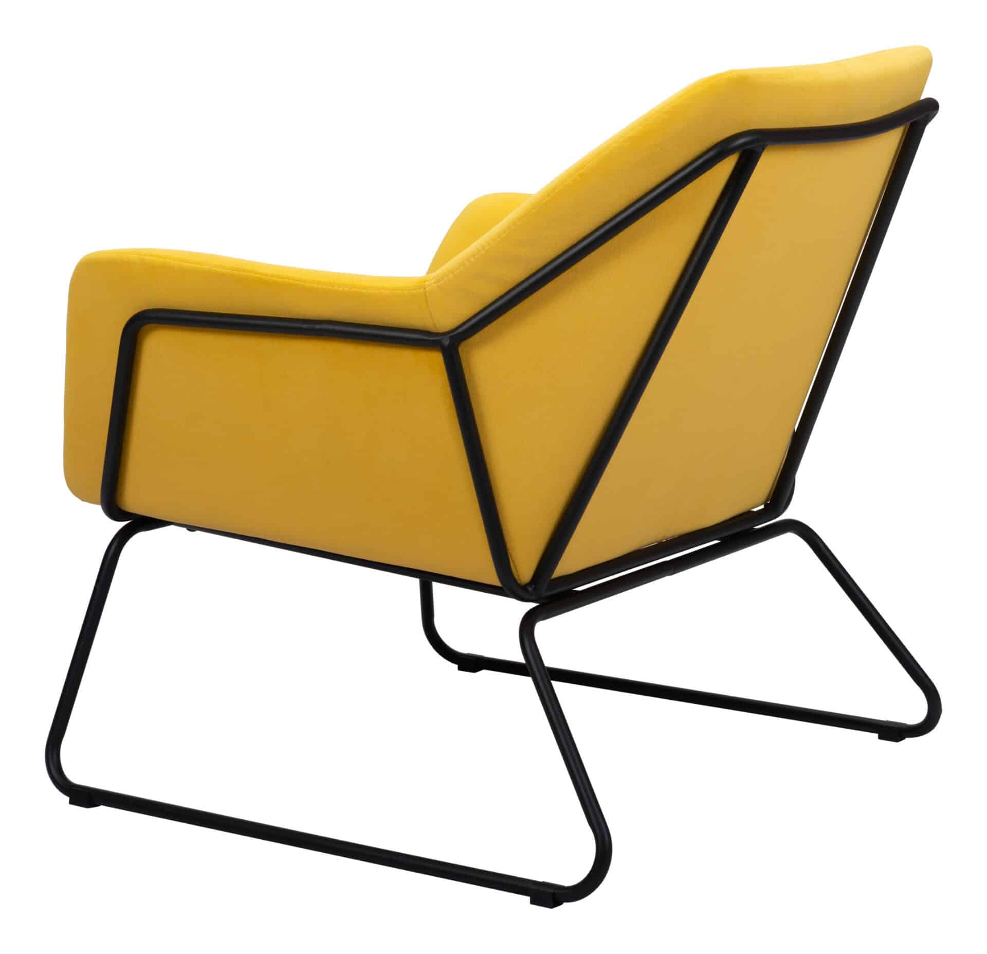 Yellow Velvet Accent Chair with Powder Coated Steel Legs 8 Yellow Velvet Accent Chair with Powder Coated Steel Legs - Image 8