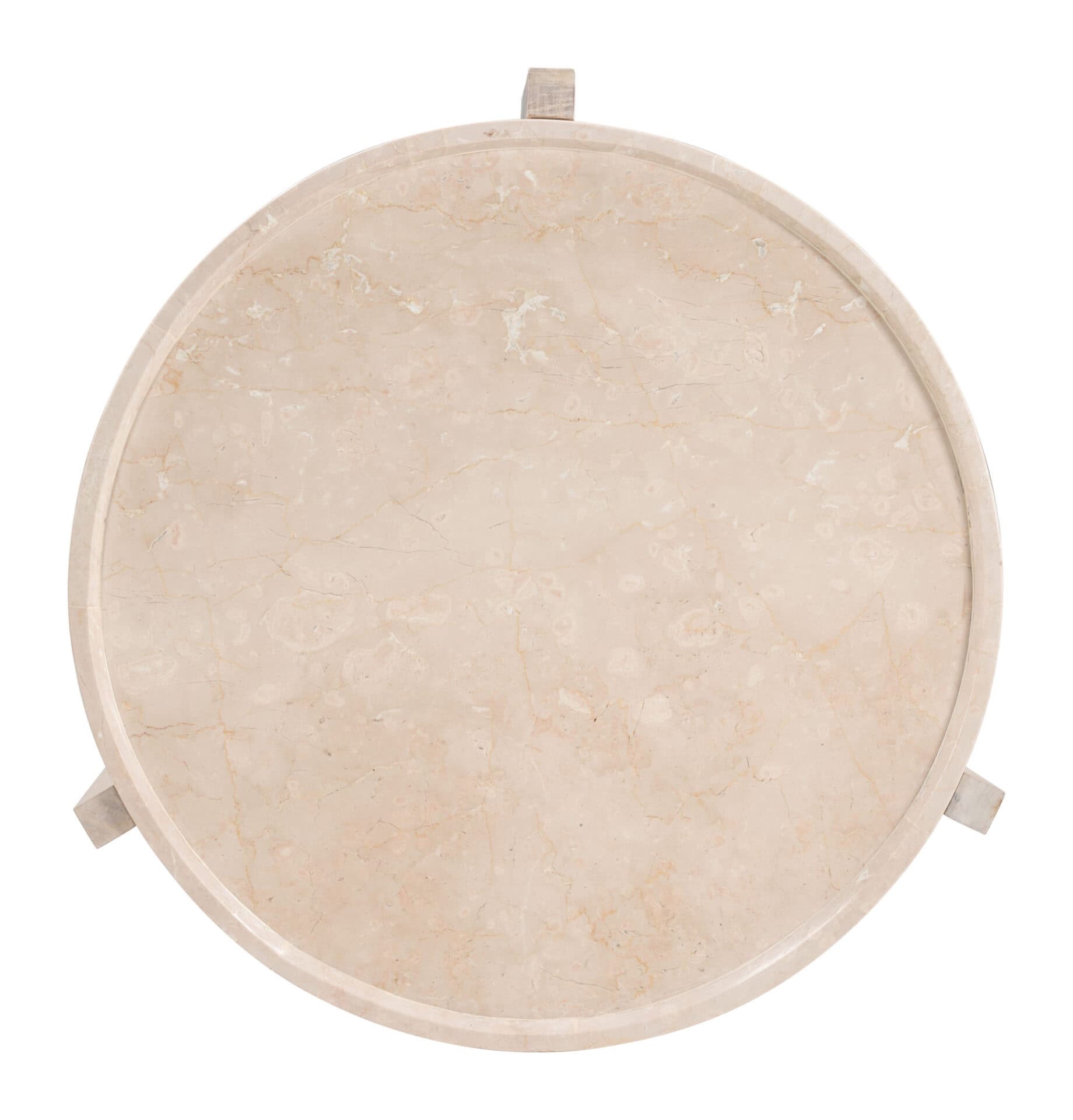 Round Travertine-Style Marble Coffee Table with Minimalist Design 4 Round Travertine-Style Marble Coffee Table with Minimalist Design - Image 4