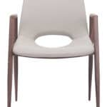 Mid-Century Faux Leather Dining Chair with Walnut Legs (Set of 2)