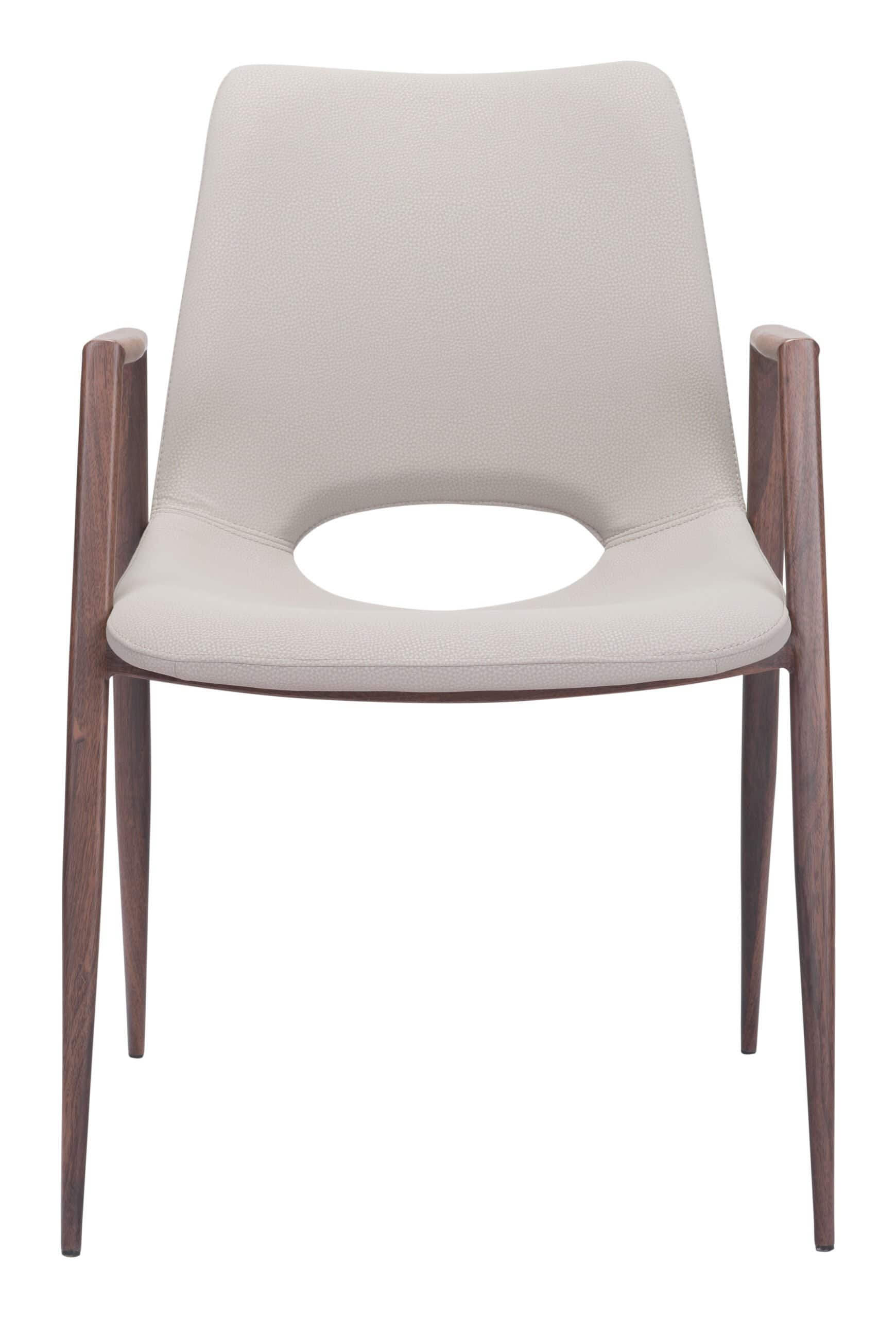 Mid-Century Faux Leather Dining Chair with Walnut Legs (Set of 2)