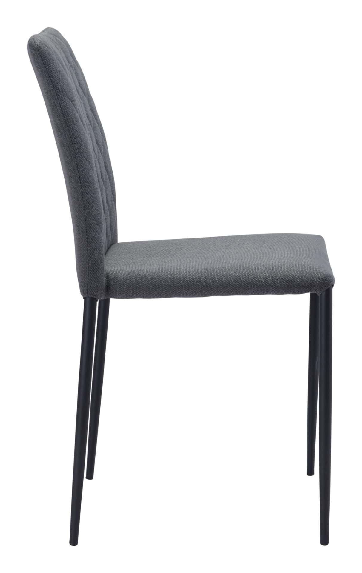 Gray Tufted Dining Chair with Steel Base and Diamond Pattern (Set of 2) 4 Gray Tufted Dining Chair with Steel Base and Diamond Pattern (Set of 2) - Image 4