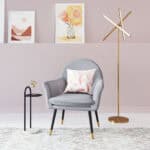 Gray Velvet Boho Accent Chair with Steel Legs and Armrest Support 10 Gray Velvet Boho Accent Chair with Steel Legs and Armrest Support