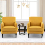 Modern Upholstered Accent Chair with Rubber Wood Legs
