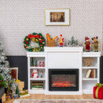 70 Inch Fireplace Media Console with Shelves and Bookcase