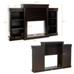 70 Inch Fireplace Media Console with Shelves and Bookcase