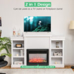 70 Inch Fireplace Media Console with Shelves and Bookcase