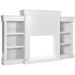 70 Inch Fireplace Media Console with Shelves and Bookcase
