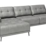 Modern Gray Leather Sectional with Steel Legs and Tufted Seat 7 Modern Gray Leather Sectional with Steel Legs and Tufted Seat