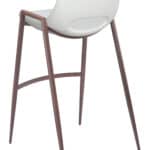 Mid-Century Modern Faux Leather Barstool with Walnut Legs (Set of 2)