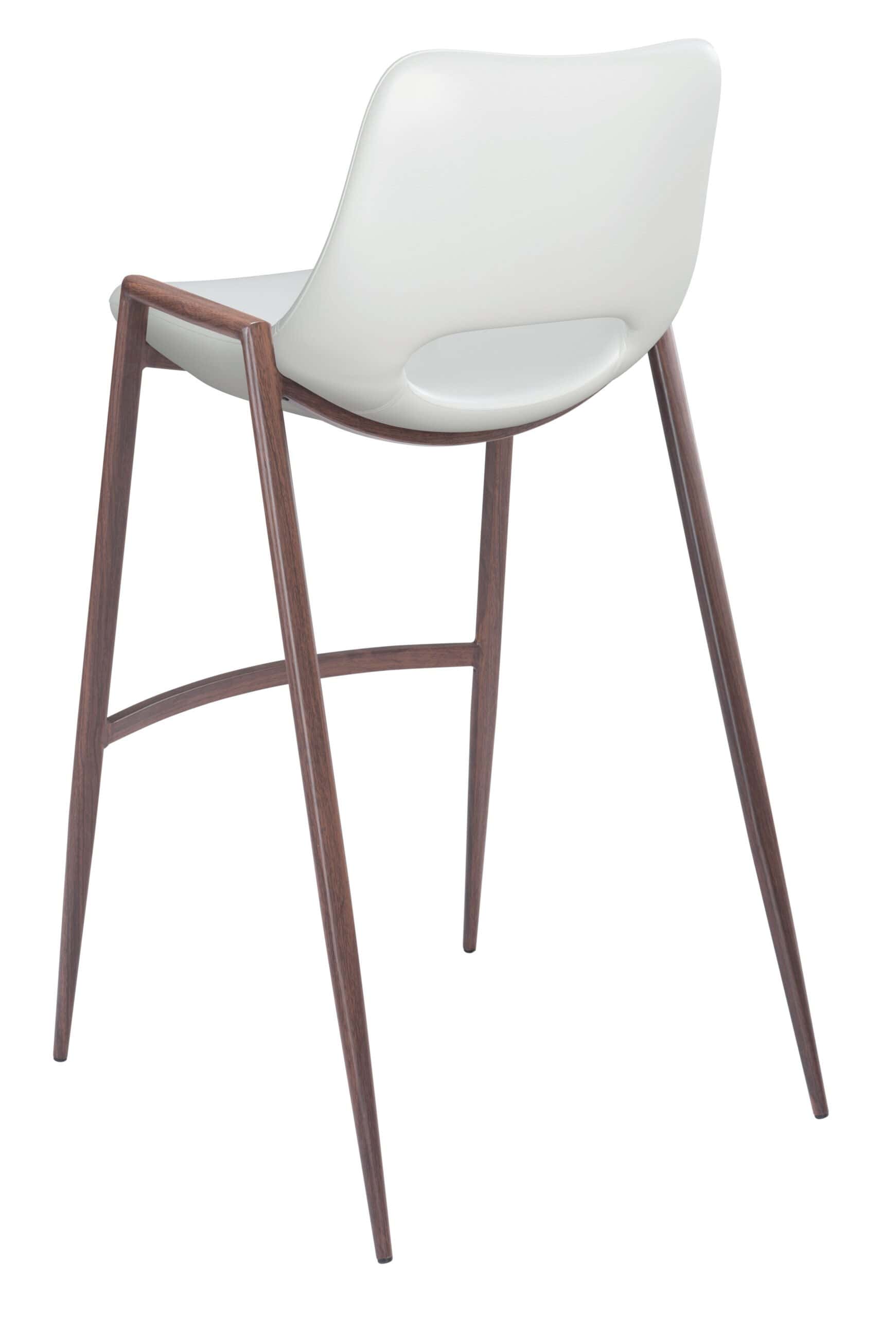 Mid-Century Modern Faux Leather Barstool with Walnut Legs (Set of 2)
