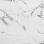 White Faux Marble Dining Table with Gold Geometric Base