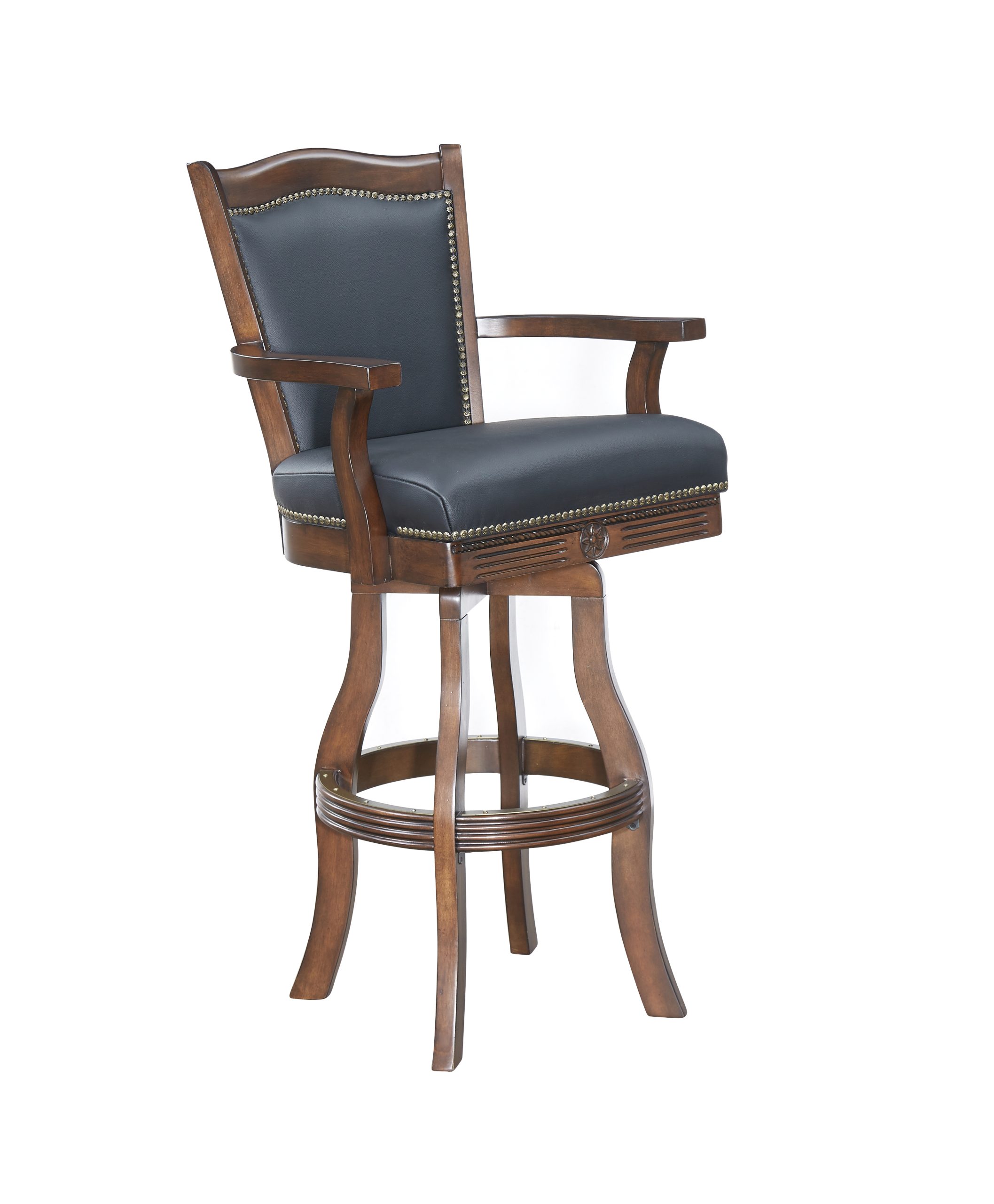 30-Inch Leather Nail Head Swivel Bar Stool