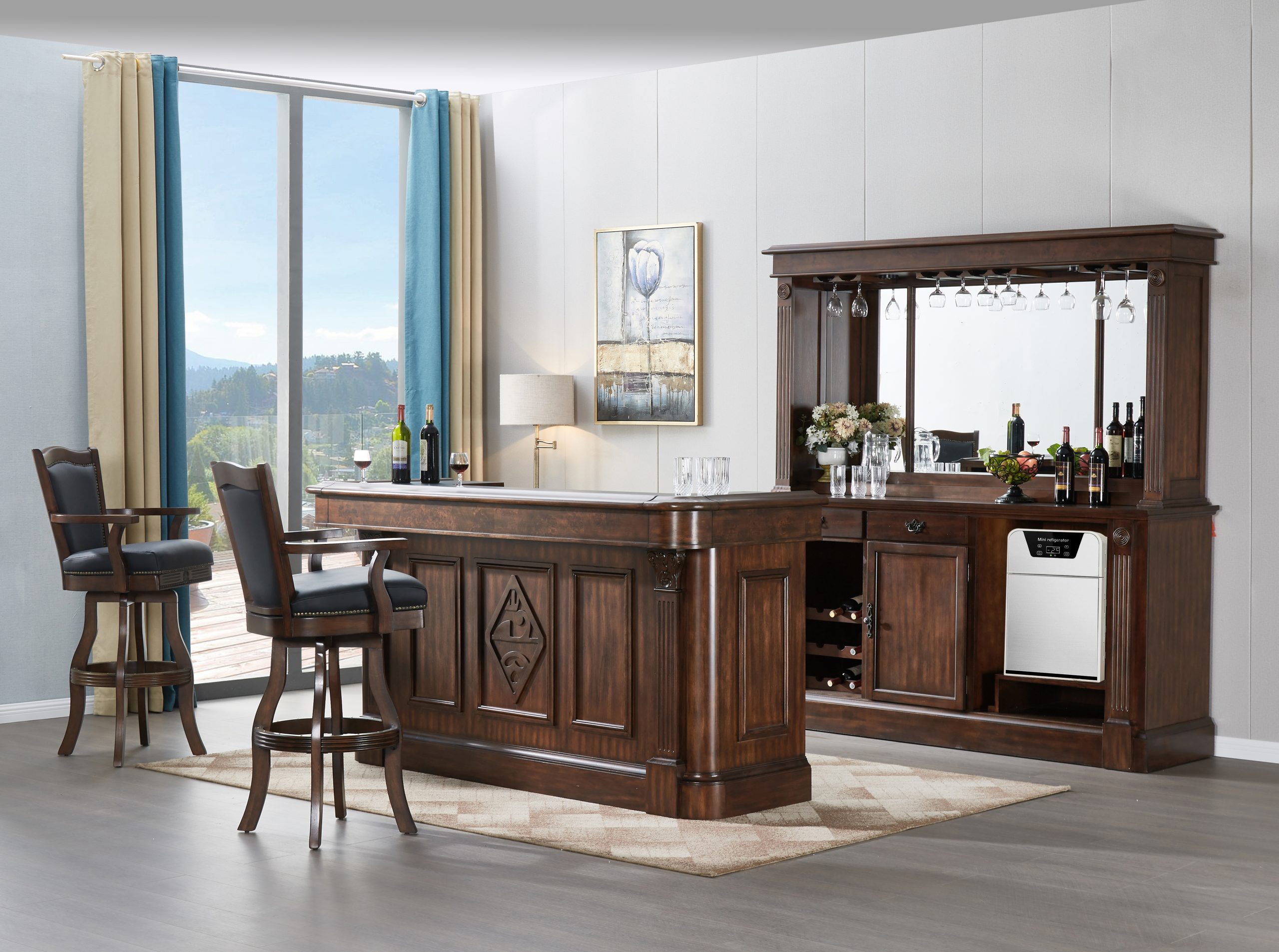 30-Inch Leather Nail Head Swivel Bar Stool