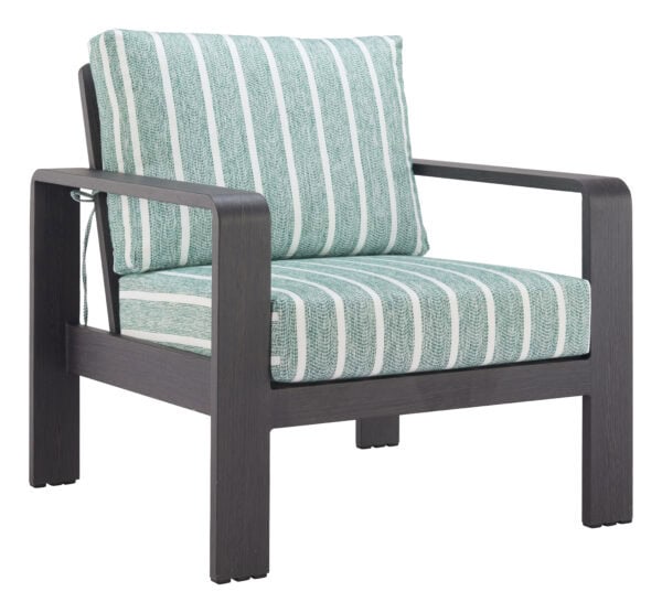 Modern Green Outdoor Armchair with Weather-Resistant Aluminum Frame