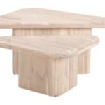 Natural Acacia Wood Boho Coffee Table Set with Triangular Tops (Set of 2) 12 Natural Acacia Wood Boho Coffee Table Set with Triangular Tops (Set of 2)