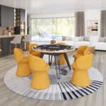 Orange Velvet Swivel Dining Chair with 360-Degree Base